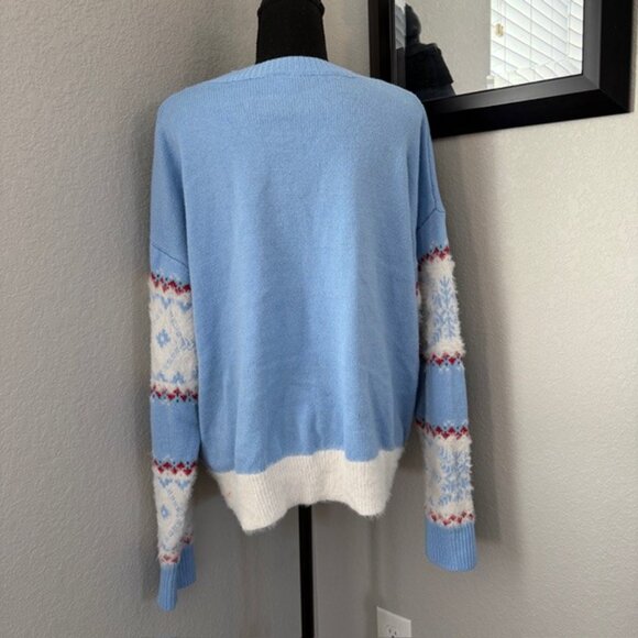 Celebrate Hanukkah Menorah Star of David Blue Knit Pullover Sweater XL - Picture 7 of 12
